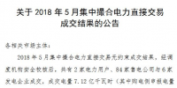 河南2018年5月集中撮合電力直接交易成交結(jié)果：成交電量7.12億千瓦時(shí)