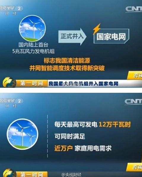 我國最大風(fēng)電機組并入國家電網(wǎng)