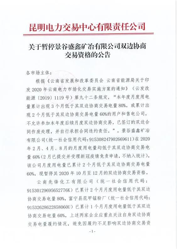 雙邊協(xié)商交易電量履約不足！云南一家電力用戶被暫停雙邊協(xié)商交易資格